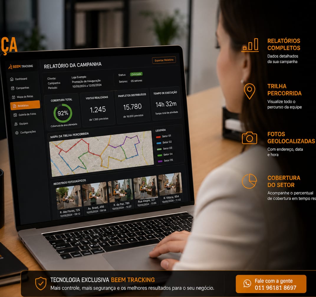 Cliente acompanhando a campanha em tempo real na Área do cliente Beem